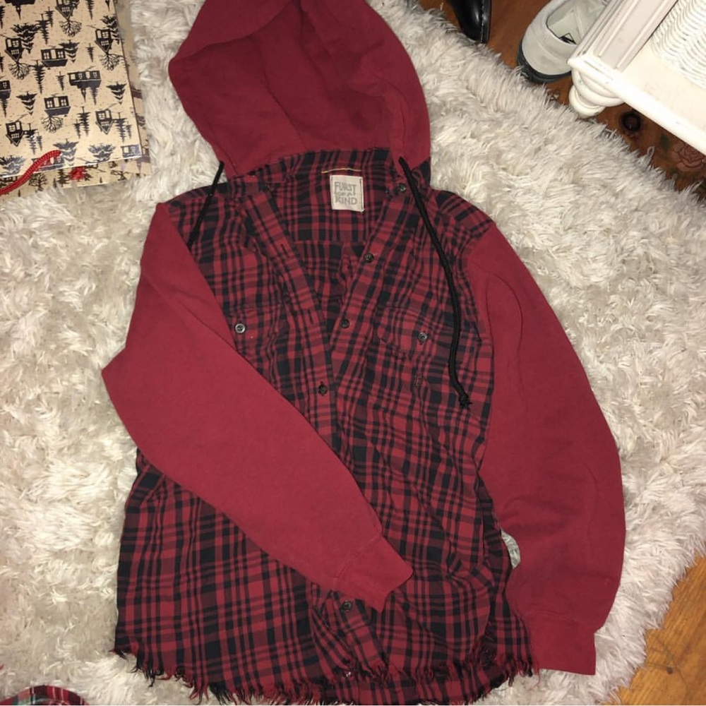 Furst of a kind LF distressed flannel hoodie